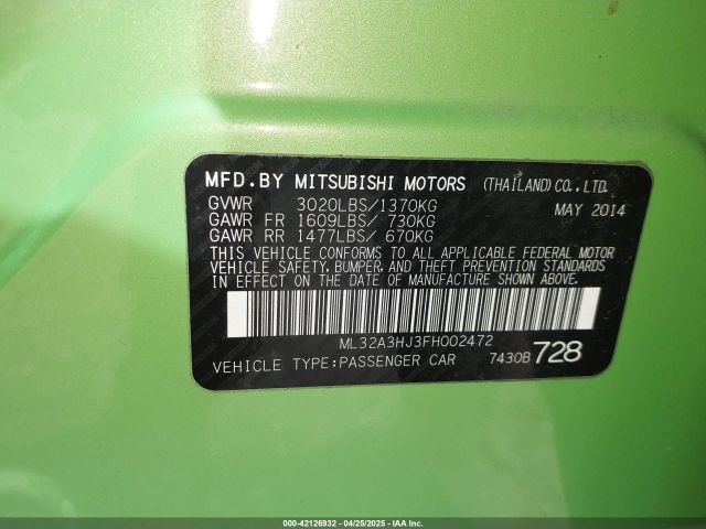 2015 MITSUBISHI MIRAGE ML32A3HJ3FH002472 Photo 8