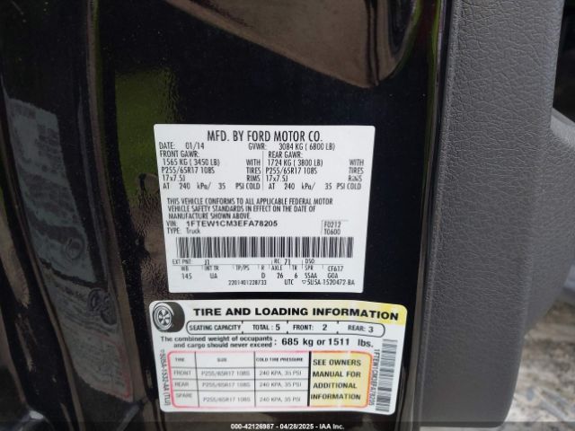 1FTEW1CM3EFA78205 Ford F-150 Xlt