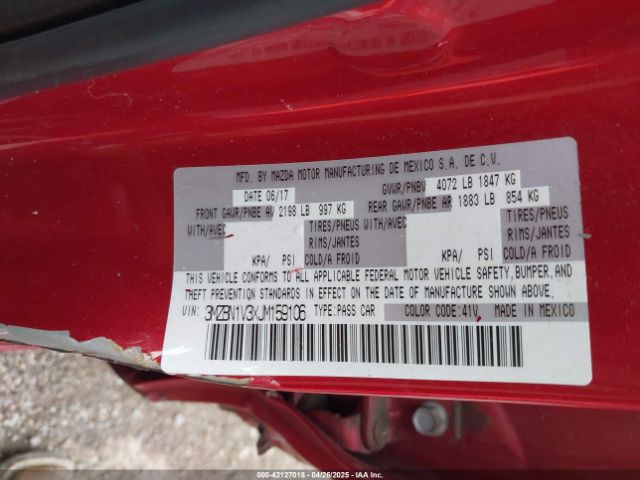 3MZBN1V3XJM159106 Mazda Mazda3 Touring