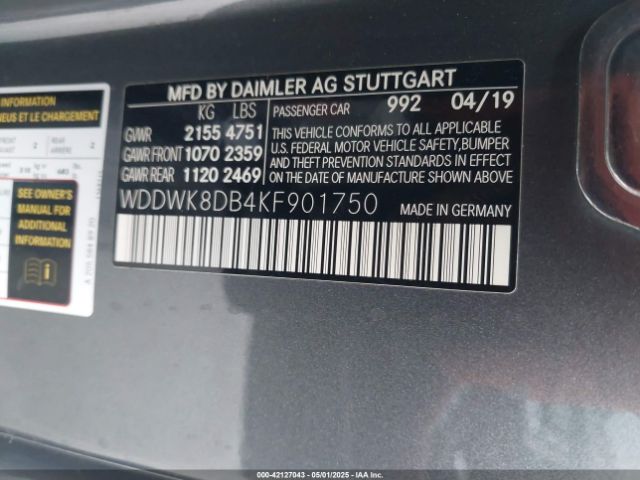 WDDWK8DB4KF901750 Mercedes-Benz C 300