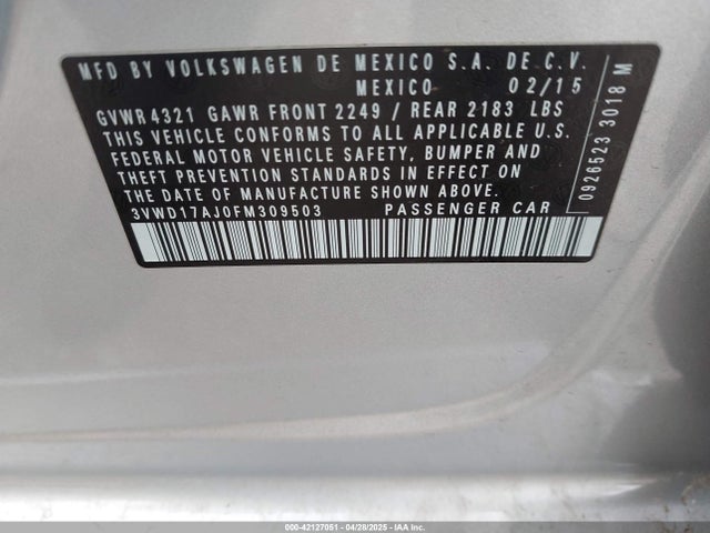 3VWD17AJ0FM309503 Volkswagen Jetta 1.8t Se