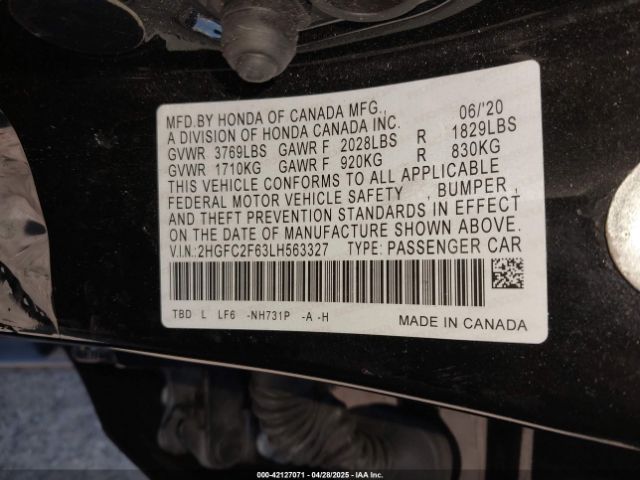2020 HONDA CIVIC 2HGFC2F63LH563327 Photo 8