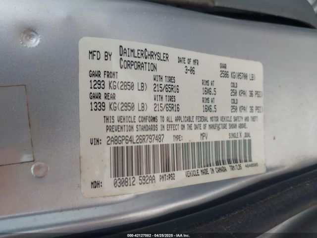 2006 CHRYSLER TOWN & COUNTRY 2A8GP64L26R797487 Photo 8