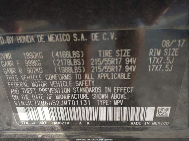2018 HONDA HR-V 3CZRU6H52JM701131 Photo 8