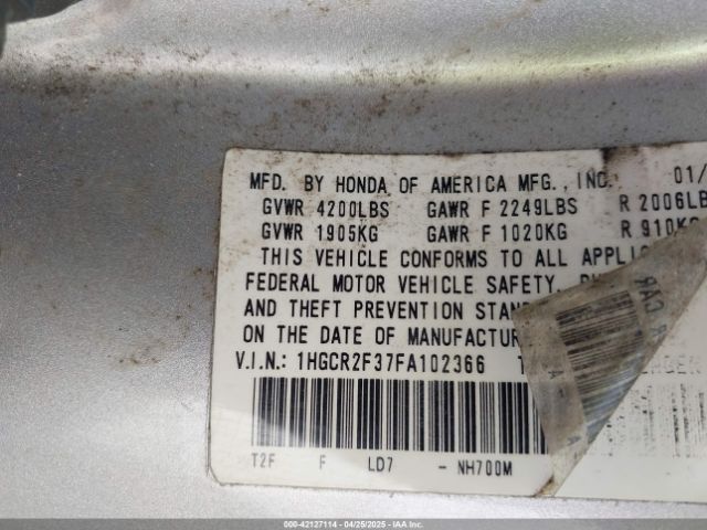 1HGCR2F37FA102366 Honda ACCORD LX