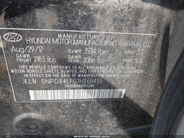 5NPD84LF0JH268455 Hyundai Elantra Value Edition