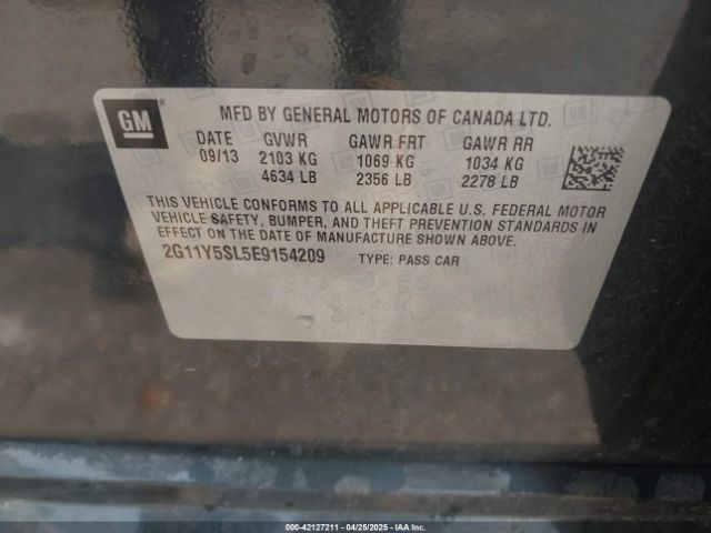 2G11Y5SL5E9154209 Chevrolet Impala 1ls