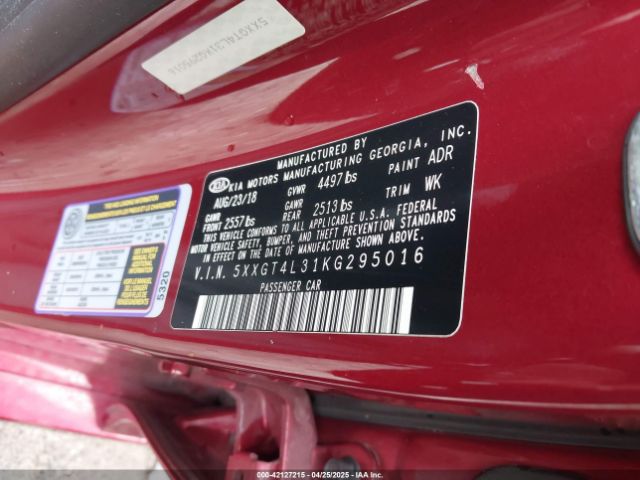 5XXGT4L31KG295016 KIA Optima S