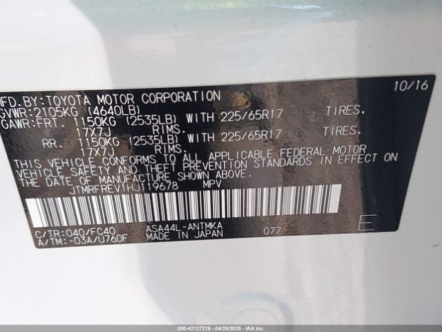 JTMRFREV1HJ119678 Toyota Rav4 Xle