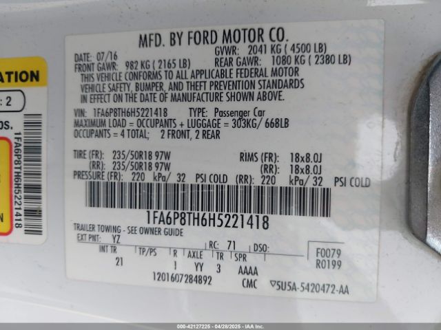 1FA6P8TH6H5221418 Ford Mustang Ecoboost