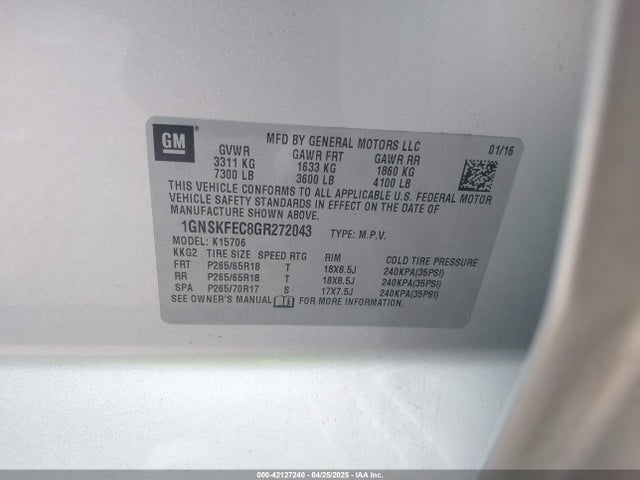 1GNSKFEC8GR272043 Chevrolet Tahoe Commercial Fleet