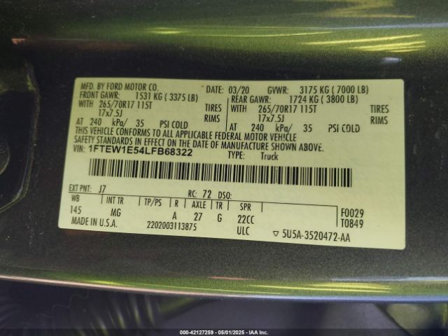 1FTEW1E54LFB68322 Ford F-150 Xlt