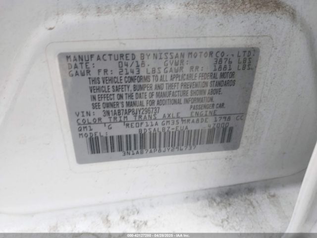 3N1AB7AP8JY296737 Nissan 2018