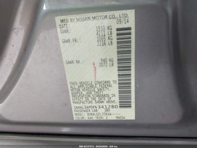 1N4AL3AP0FN341280 Nissan Altima 2.5 S