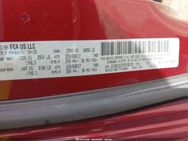 2C4RDGCG7KR786787 Dodge Grand Caravan Sxt