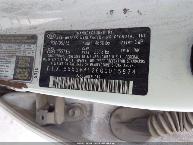 5XXGV4L26GG015874 KIA Optima Sxl Turbo