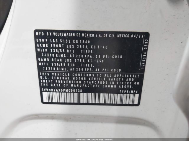 3VVNB7AX5PM096138 Volkswagen Tiguan 2.0t Se