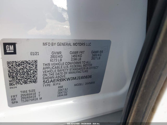 5GAERBKW3MJ160836 Buick Enclave Fwd Essence