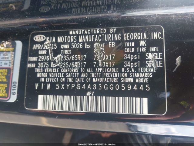 5XYPG4A33GG059445 KIA Sorento 2.4l L