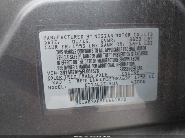 3N1AB7AP5FL661878 Nissan SENTRA SV