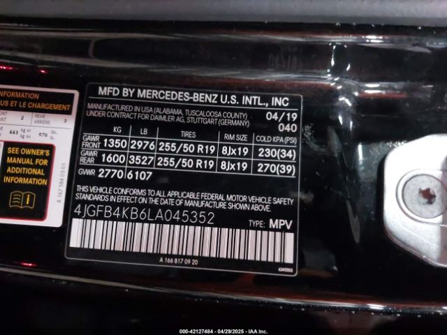 4JGFB4KB6LA045352 Mercedes-Benz Gle 350 4matic