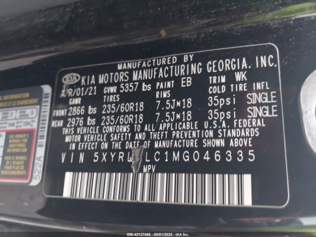 2021 KIA SORENTO 5XYRL4LC1MG046335 Photo 8