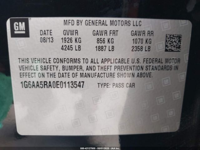 1G6AA5RA0E0113547 Cadillac Ats Standard
