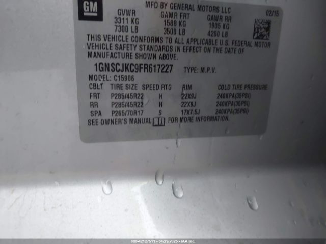 1GNSCJKC9FR617227 Chevrolet Suburban 1500 Lt