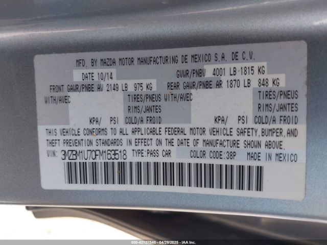 3MZBM1U70FM163518 Mazda Mazda3 I Sport