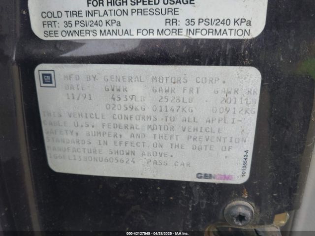 1992 CADILLAC ELDORADO 1G6EL13B0NU605624 Photo 8