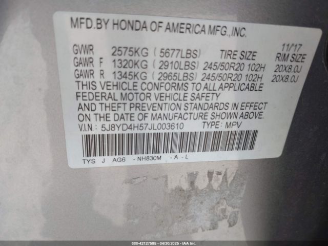 2018 ACURA MDX 5J8YD4H57JL003610 Photo 8