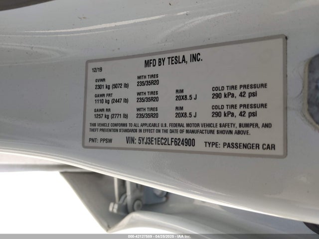 2020 TESLA MODEL 3 5YJ3E1EC2LF624900 Photo 8