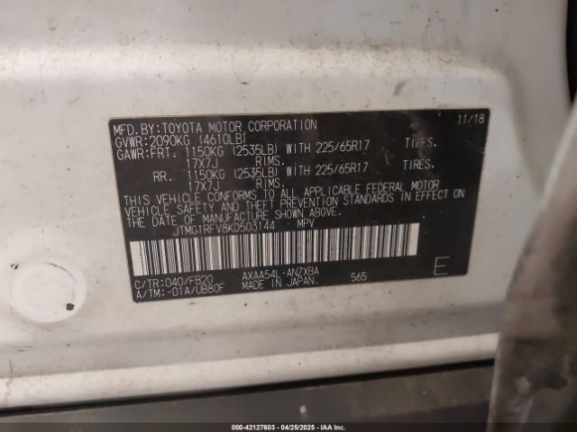 JTMG1RFV8KD503144 Toyota RAV4 LE