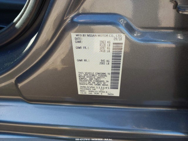 Nissan Altima 2.5 Sr 2019 1N4BL4CV0KC113145 Image 9