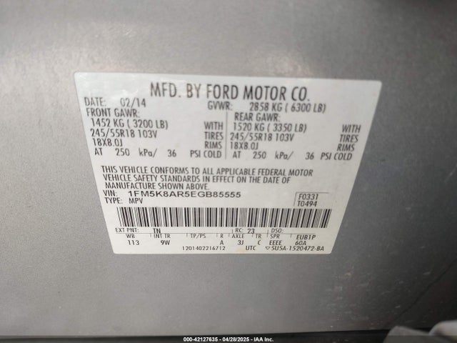 Ford Explorer 2014 1FM5K8AR5EGB85555 Image 9
