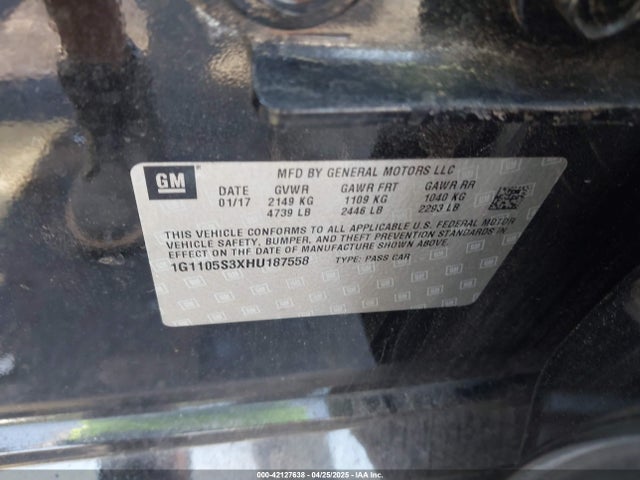 1G1105S3XHU187558 Chevrolet IMPALA 1LT