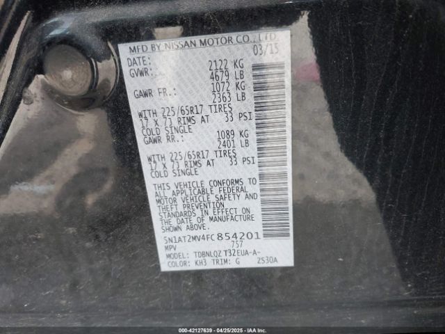 5N1AT2MV4FC854201 Nissan ROGUE SV