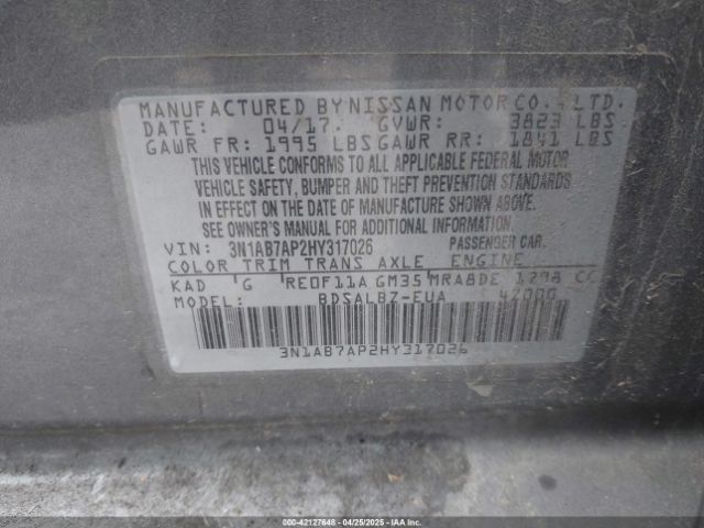 3N1AB7AP2HY317026 Nissan SENTRA S