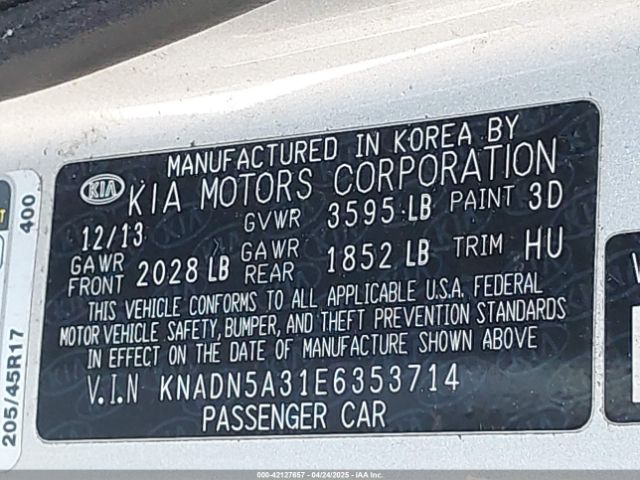 KNADN5A31E6353714 KIA Rio Sx