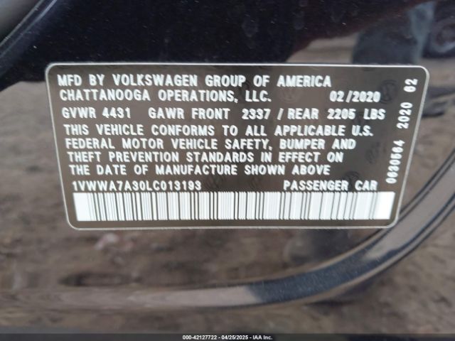 1VWWA7A30LC013193 Volkswagen Passat 2.0t Se