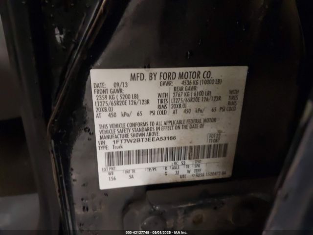1FT7W2BT3EEA53186 Ford F-250 Lariat