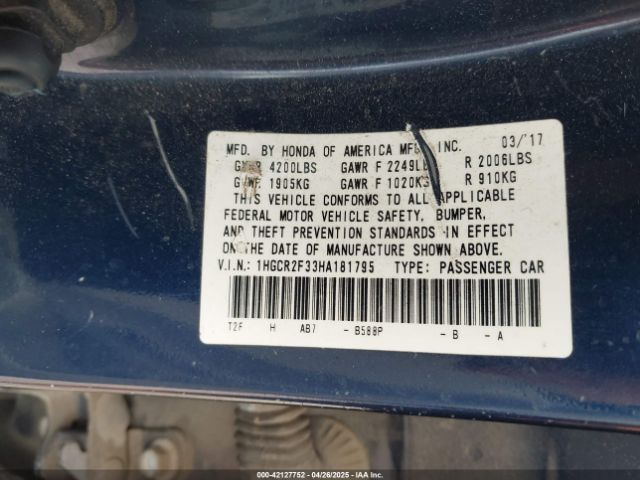 1HGCR2F33HA181795 Honda ACCORD LX