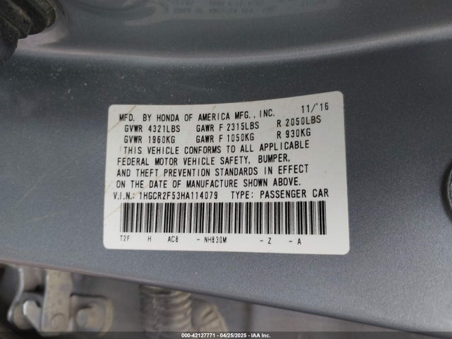 1HGCR2F53HA114079 Honda Accord Sport