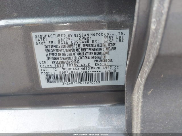 3N1AB8BV6SY270013 Nissan 2025