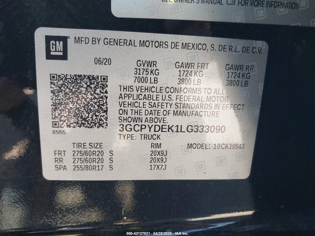 3GCPYDEK1LG333090 Chevrolet Silverado 1500 4wd Short Bed Lt