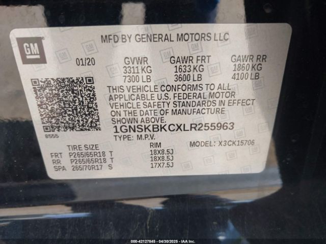 1GNSKBKCXLR255963 Chevrolet Tahoe 4wd Lt