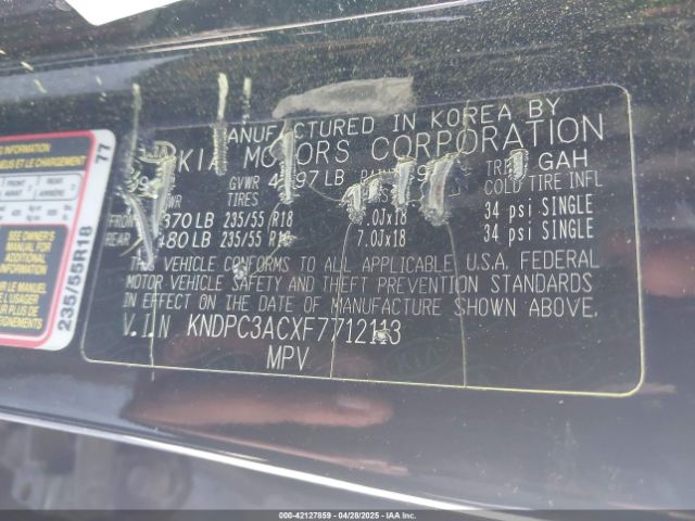 KNDPC3ACXF7712113 KIA Sportage Ex