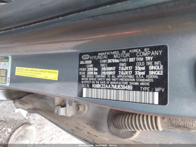 KM8K22AA7MU639489 Hyundai Kona Sel