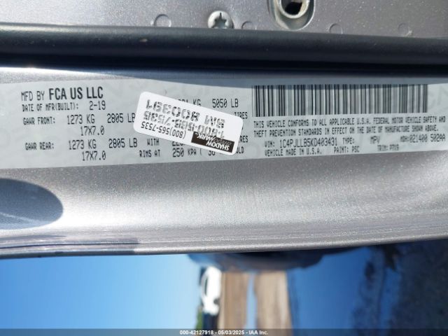 1C4PJLLB5KD403431 Jeep Cherokee Latitude Plus Fwd