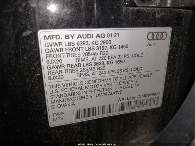 2021 AUDI Q7 WA1LJAF7XMD029874 Photo 8